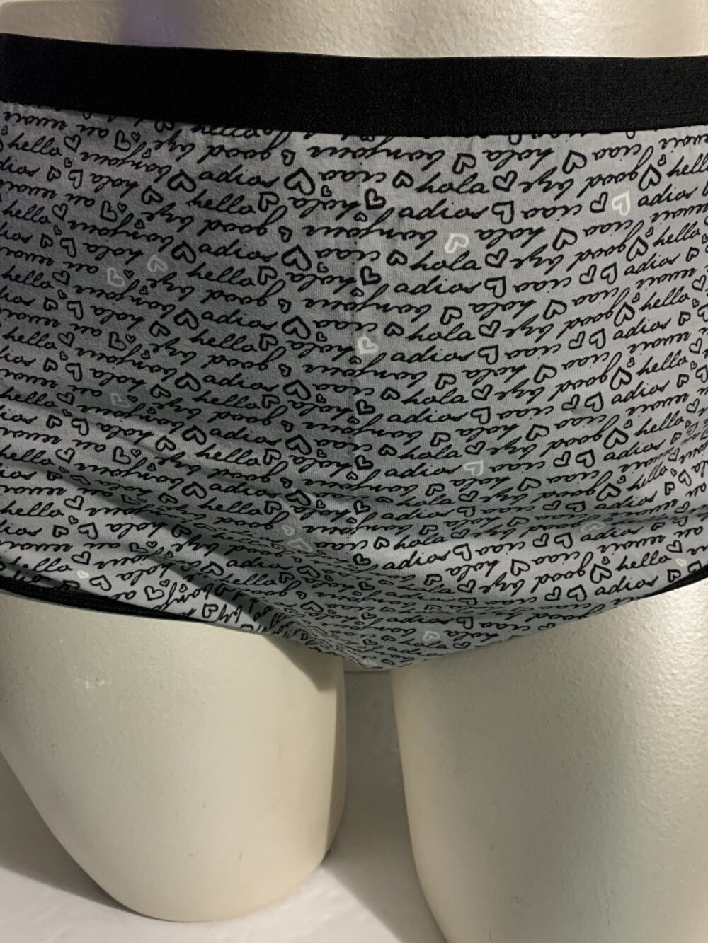 Catherines Full Brief Panties Underwear Cotton Blend Hearts Gray Plus 15 or 5X